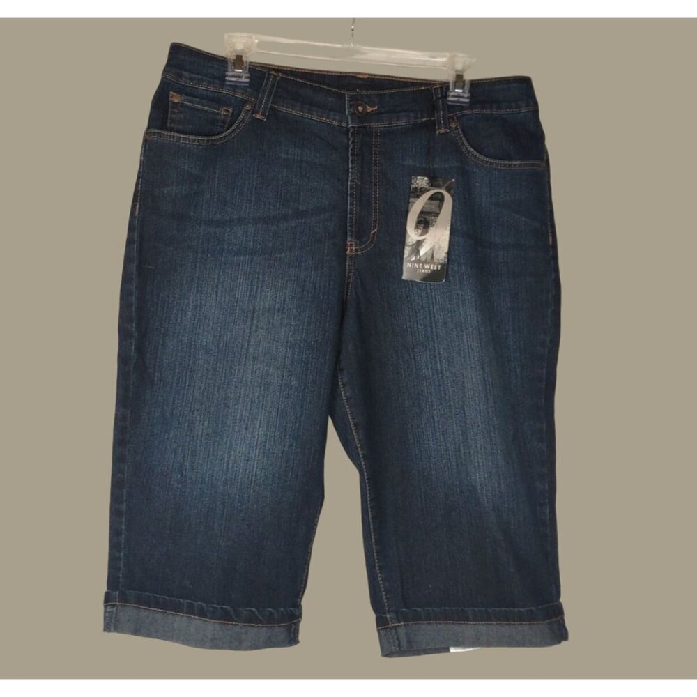 Nine West Brady Dark Wash Capri Denim Jeans Size 16 32 (Average) NWT
